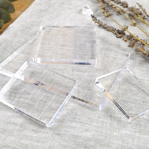 Gridline Acrylic Blocks, Clear Stamp Block, Stamp Handle, Acrylic Stamping Block, Clear Plastic Blocks, Stamp Mounting Grid Block