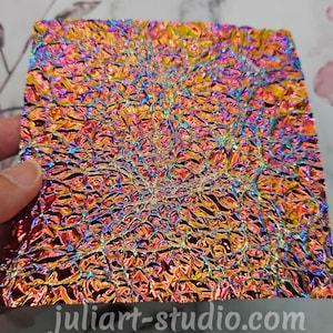 Iridescent Dichroic Sheet For Resin Art- High Gloss ORANGE PURPLE (Not sold as a set)