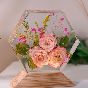 ROSE FLOWERS Resin Lamp, Custom Night Light, Flower Epoxy Resin Lamp, Unique Gifts For Her, Flower Bedside Lamp, Aesthetic Decoration Lights