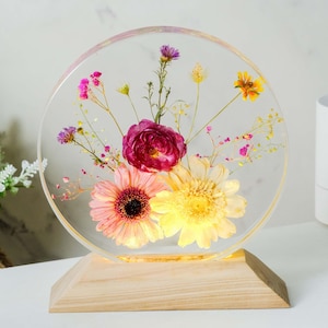 Lamp Real Daisy and Rose Epoxy Night Light, Resin Lamp, Handmade Resin Craft with Flower, Resin Art Decor, Personalized Gift, Gift For Her