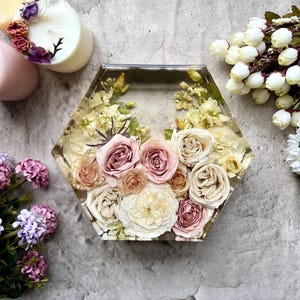 3D Resin Hexagon Blocks | Flower Preservation | Bridal Bouquet Preservation | Floral Preservation | Wedding Gifts | Preserve wedding bouquet